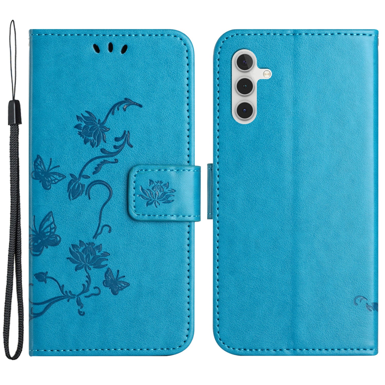 Til Samsung Galaxy A25 5G Ridsesikkert PU-læder Sommerfugleblomst præget pung Telefon Etui Stand Cover Til Samsung Galaxy A25 5G Ridsesikkert PU-læder Sommerfugleblomst præget pung Telefon Etui Stand Cover